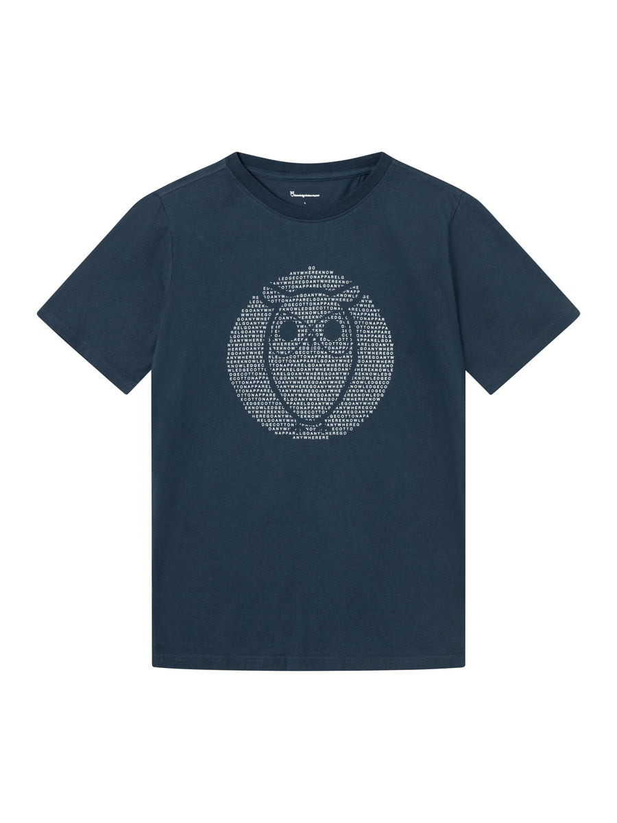 KnowledgeCotton Apparel - KnowledgeCotton T-Shirt Regular fit owl chest print - GOTS/Vegan - Grünbert