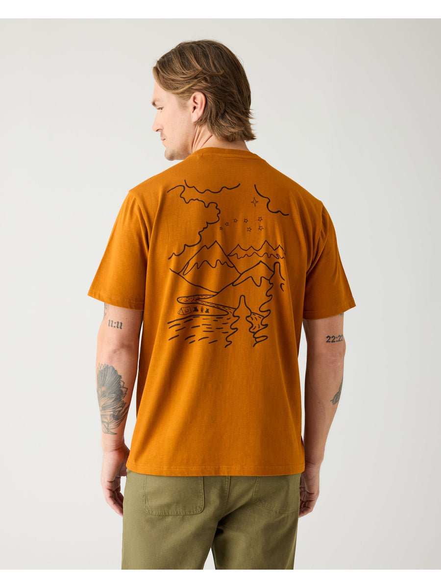 Knowledge Cotton Regenerative Organic Cotton Back Print T-Shirt GOTS Pumpkin Spice