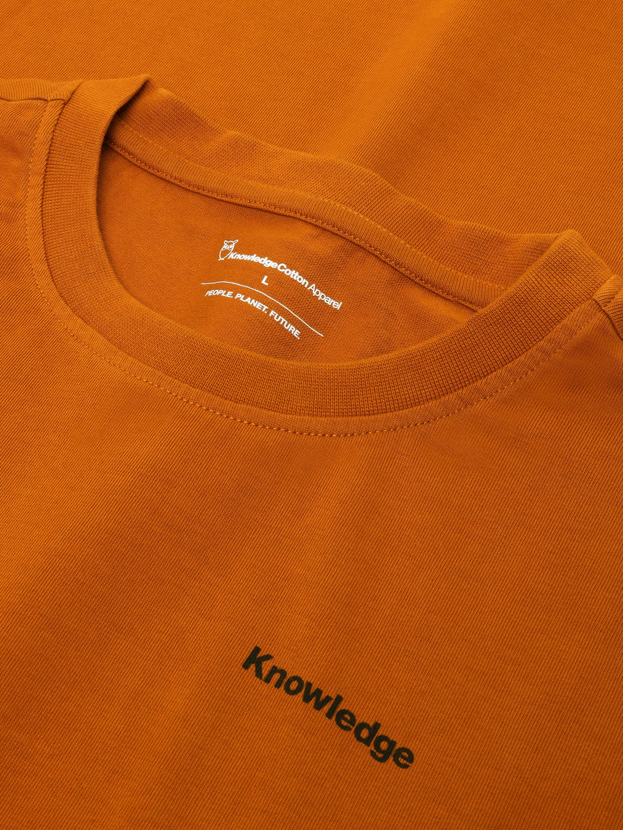 Knowledge Cotton Regenerative Organic Cotton Back Print T-Shirt GOTS Pumpkin Spice
