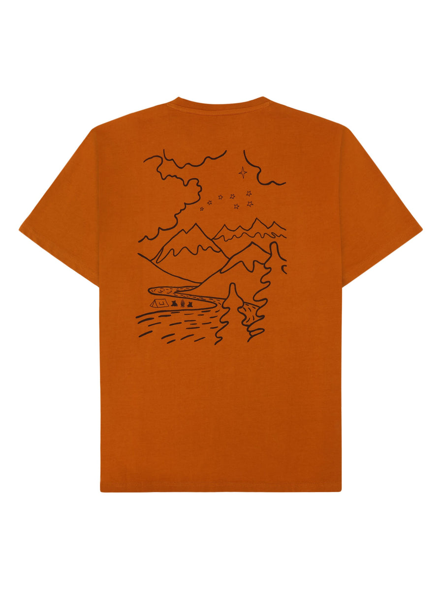 Knowledge Cotton Regenerative Organic Cotton Back Print T-Shirt GOTS Pumpkin Spice
