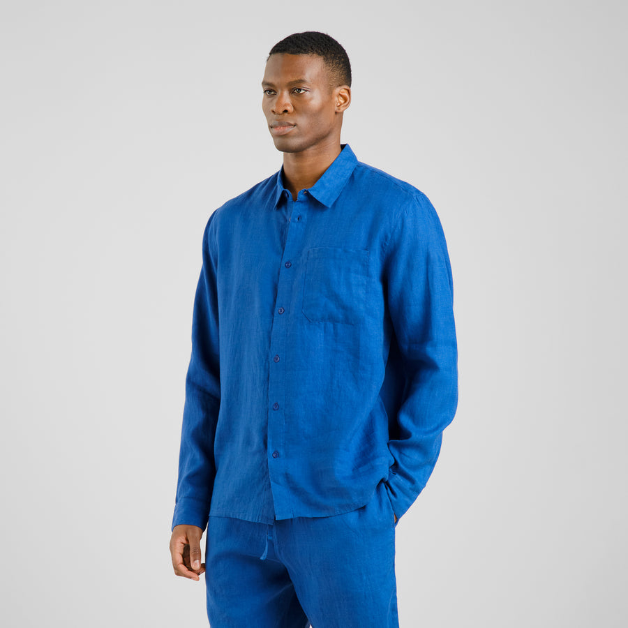 Dedicated Shirt Rute Linen Limoges Blue