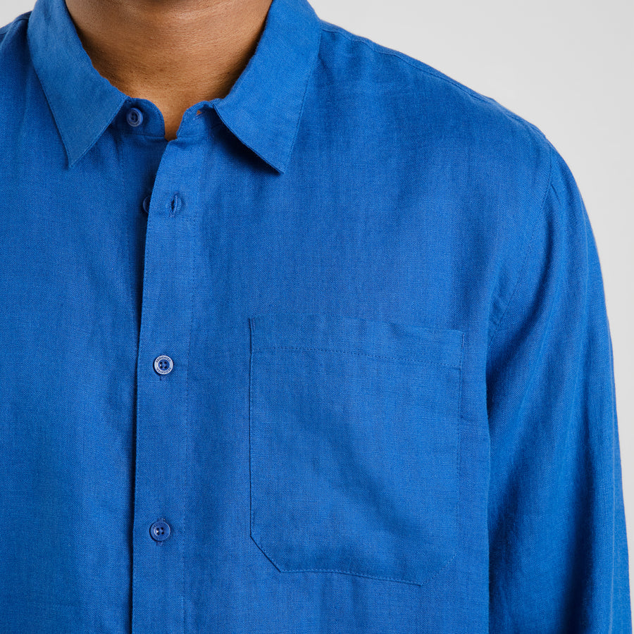 Dedicated Shirt Rute Linen Limoges Blue