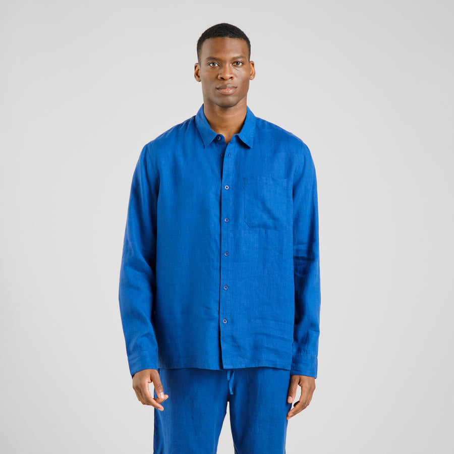 Dedicated Shirt Rute Linen Limoges Blue