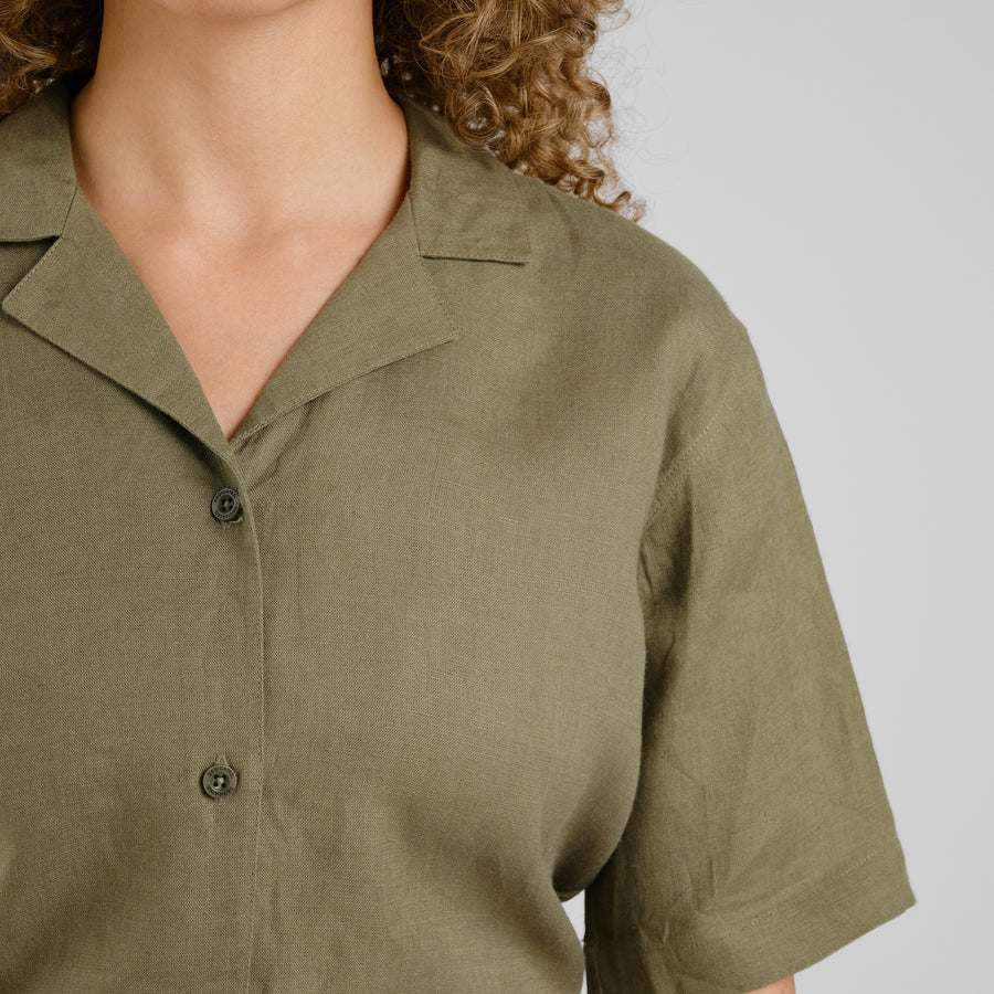 Dedicated Shirt Torup Linen Leaf Green