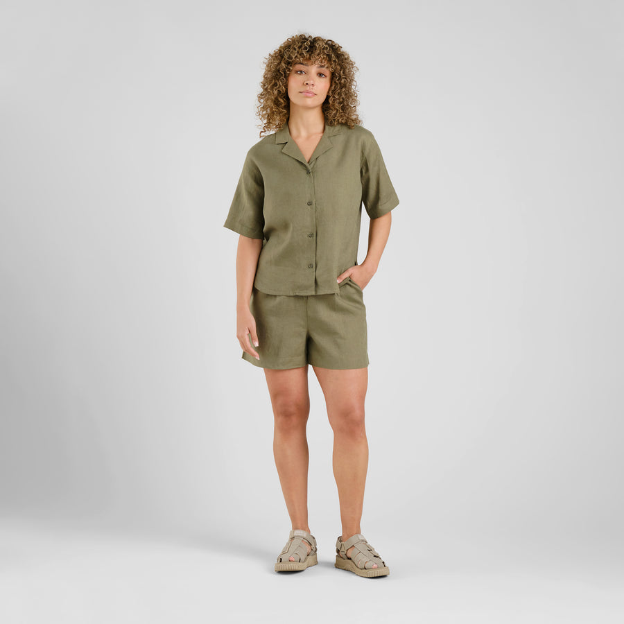 Dedicated Shirt Torup Linen Leaf Green