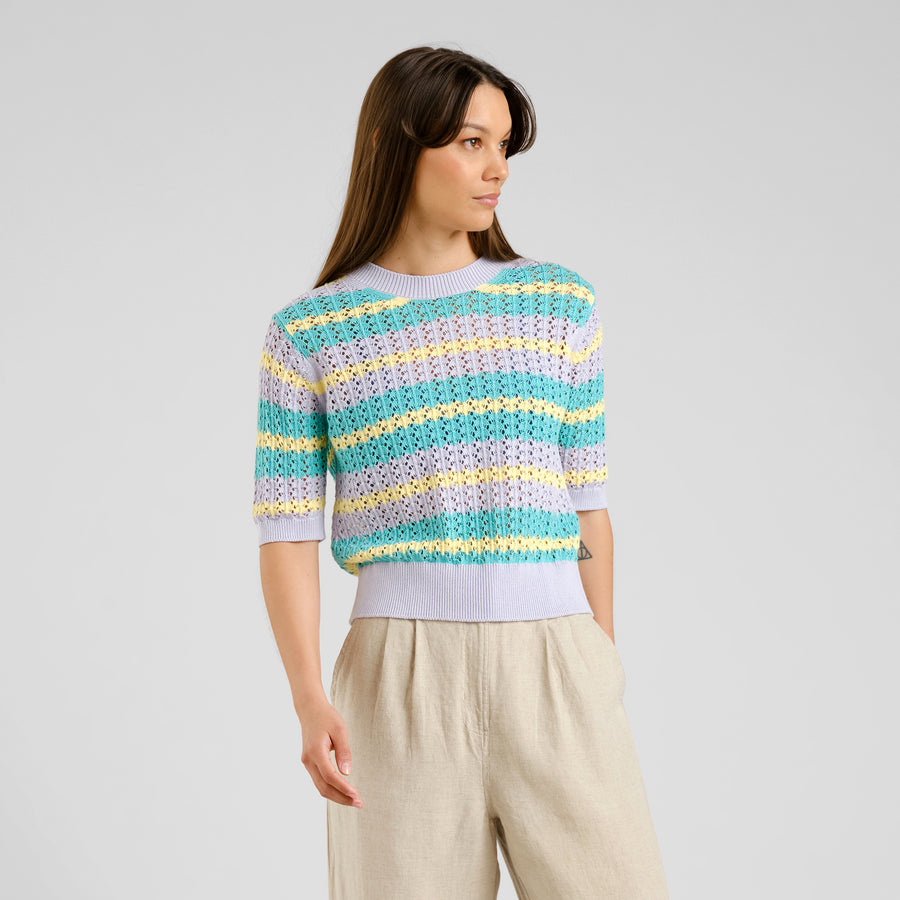 Dedicated Knitted T-shirt Flen Crochet Retro Stripe Multi Color