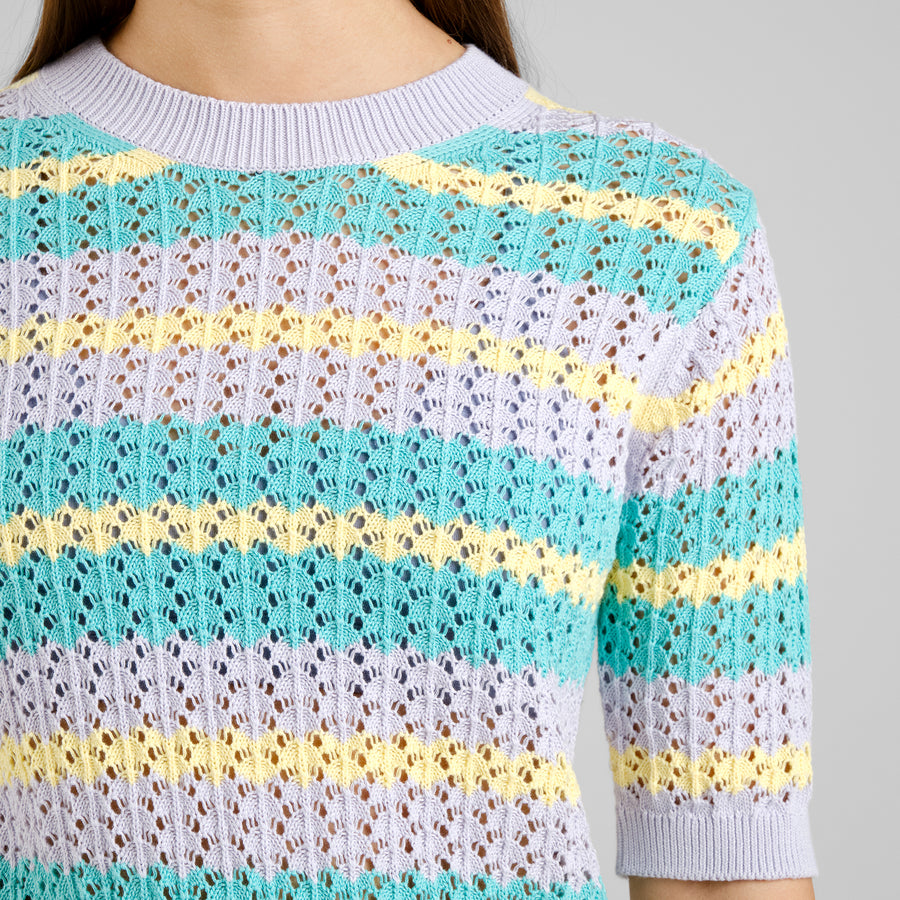 Dedicated Knitted T-shirt Flen Crochet Retro Stripe Multi Color