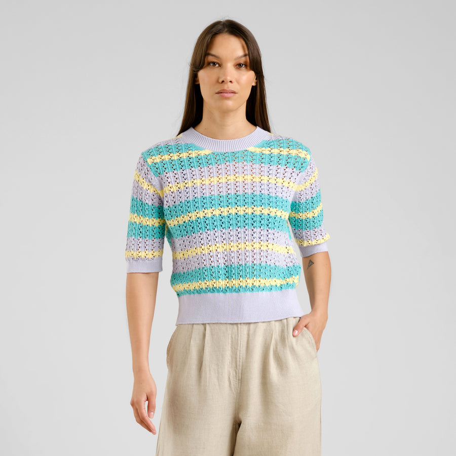 Dedicated Knitted T-shirt Flen Crochet Retro Stripe Multi Color
