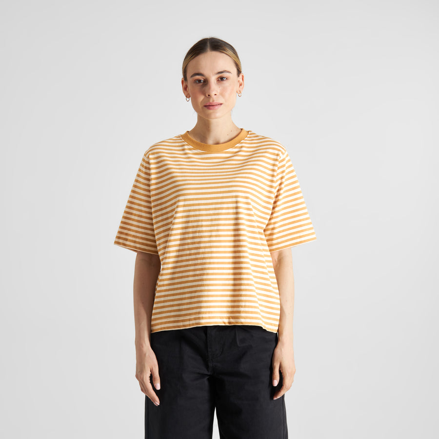 Dedicated T-shirt Vadstena Stripes Gold Yellow