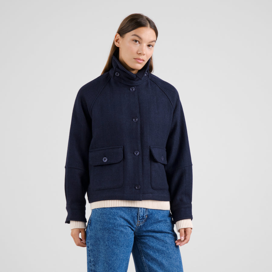 Dedicated Wool Jacket Nabben Herringbone Navy