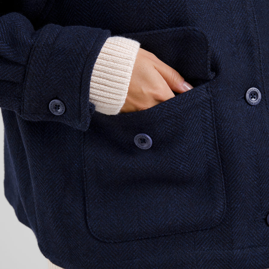Dedicated Wool Jacket Nabben Herringbone Navy