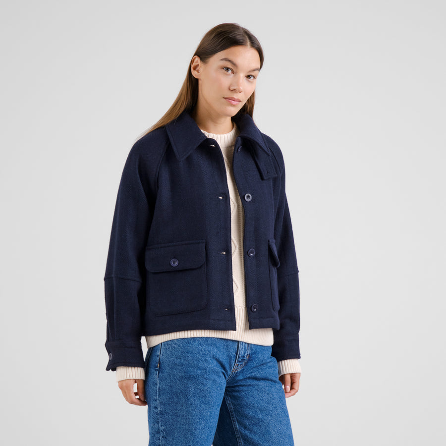 Dedicated Wool Jacket Nabben Herringbone Navy