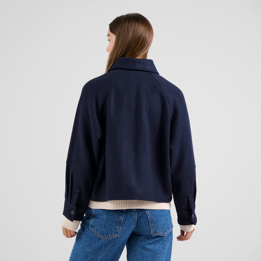 Dedicated Wool Jacket Nabben Herringbone Navy