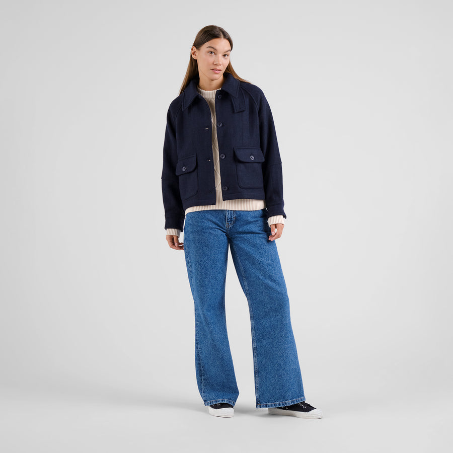 Dedicated Wool Jacket Nabben Herringbone Navy