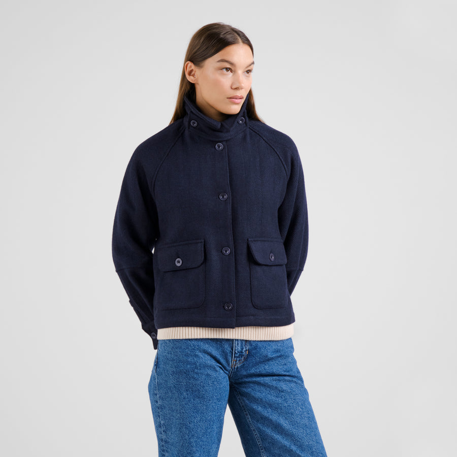 Dedicated Wool Jacket Nabben Herringbone Navy