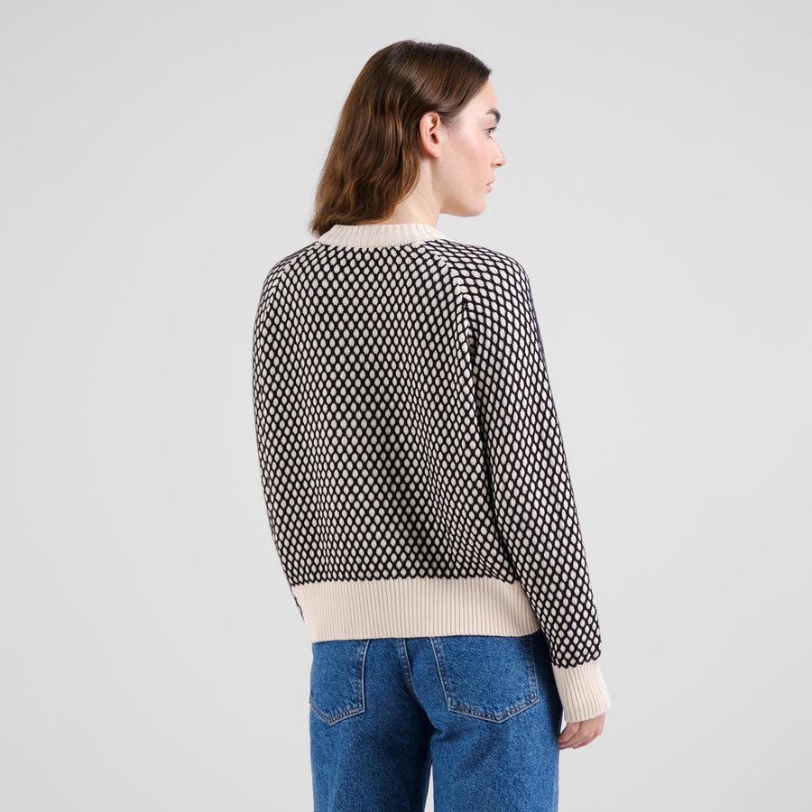 Dedicated Sweater Husie Bubble Knit Black/Vanilla White
