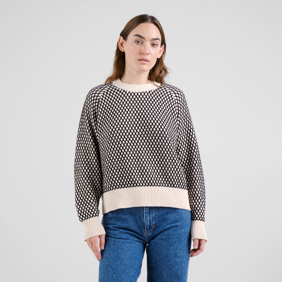Dedicated Sweater Husie Bubble Knit Black/Vanilla White