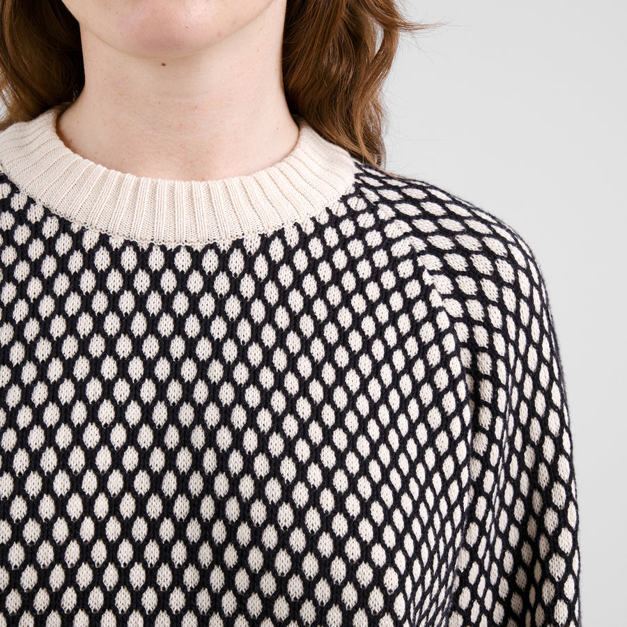 Dedicated Sweater Husie Bubble Knit Black/Vanilla White