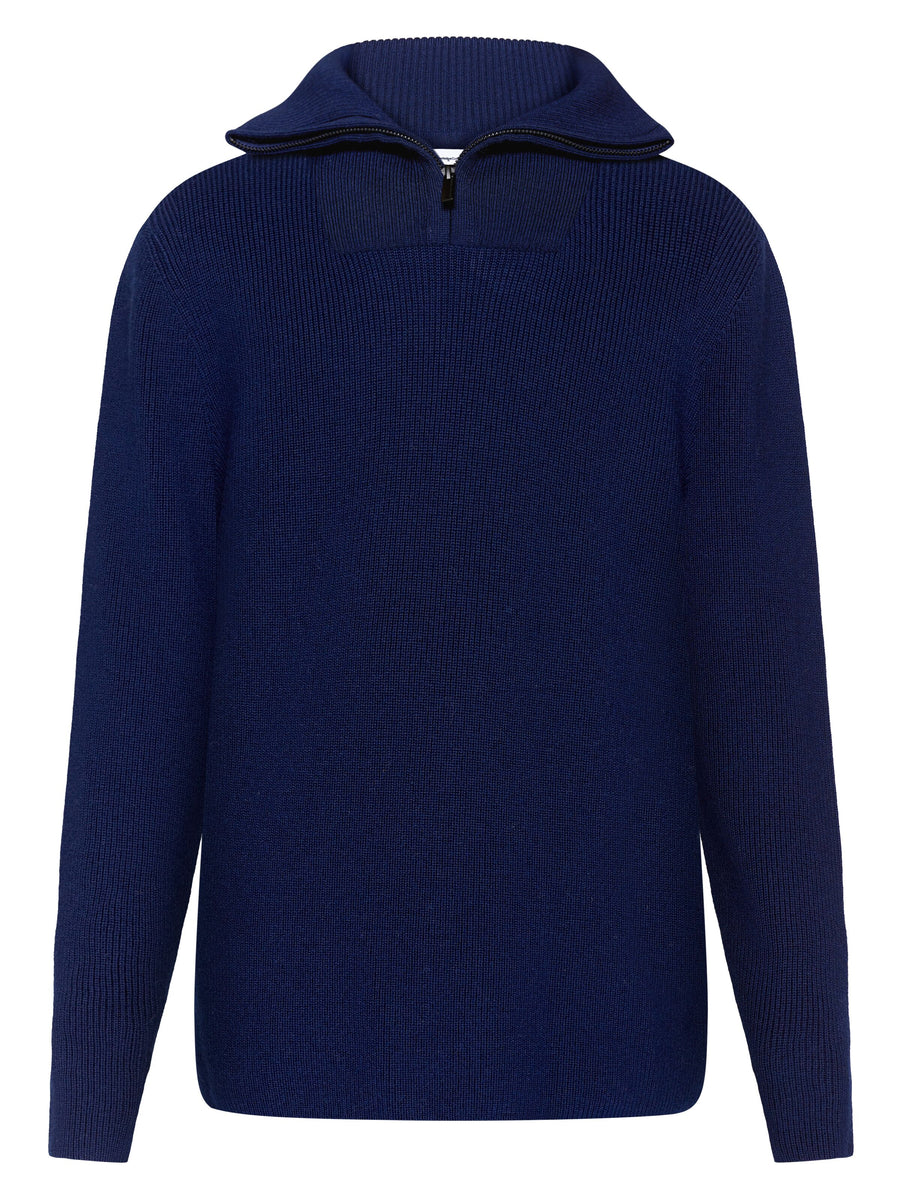Knowledge Cotton Merino Wool Half Zip Knit RWS Total Eclipse