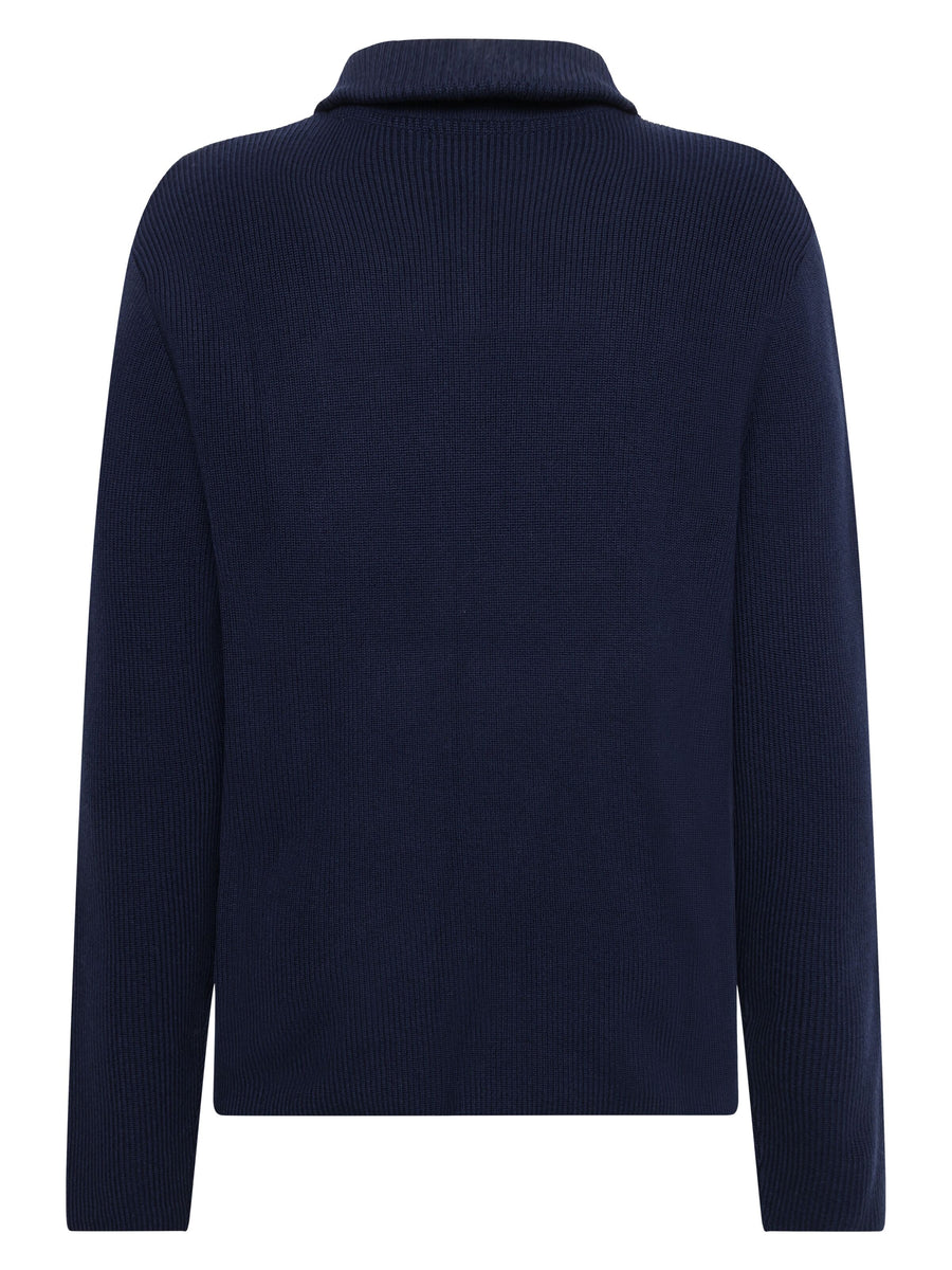 Knowledge Cotton Merino Wool Half Zip Knit RWS Total Eclipse