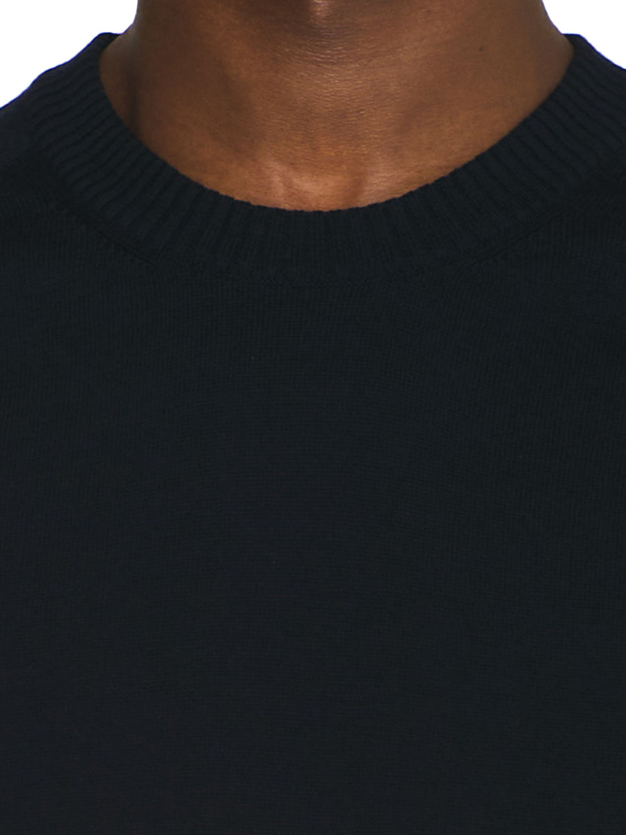 Knowledge Cotton Regular merino knit crew neck - RWS Total Eclipse