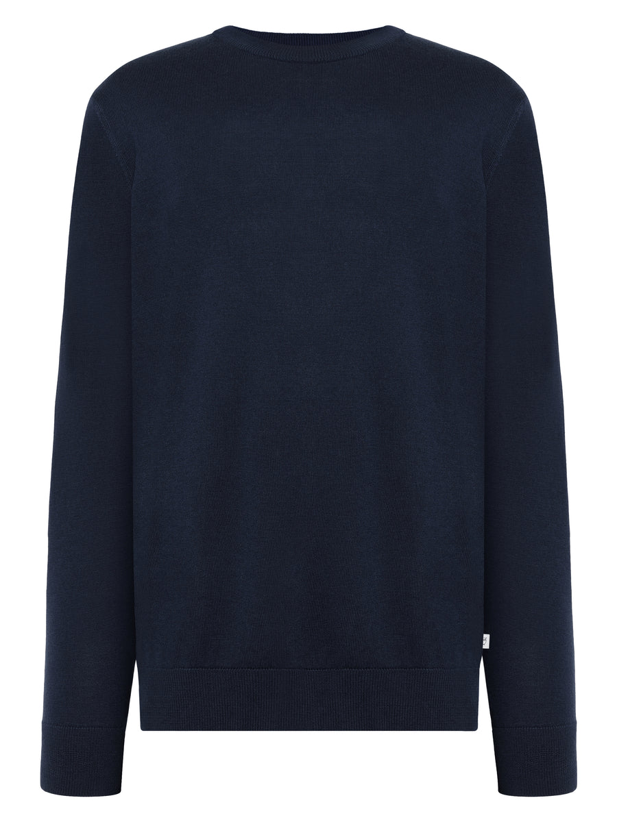 Knowledge Cotton Regular merino knit crew neck - RWS Total Eclipse