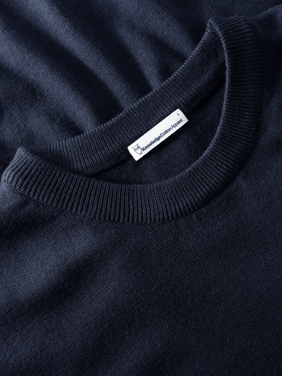 Knowledge Cotton Regular merino knit crew neck - RWS Total Eclipse