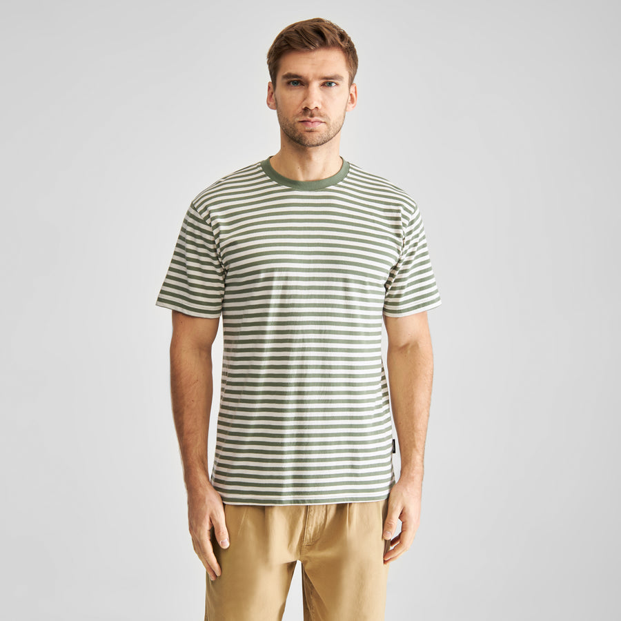 Dedicated T-shirt Stockholm Stripes Leaf Green