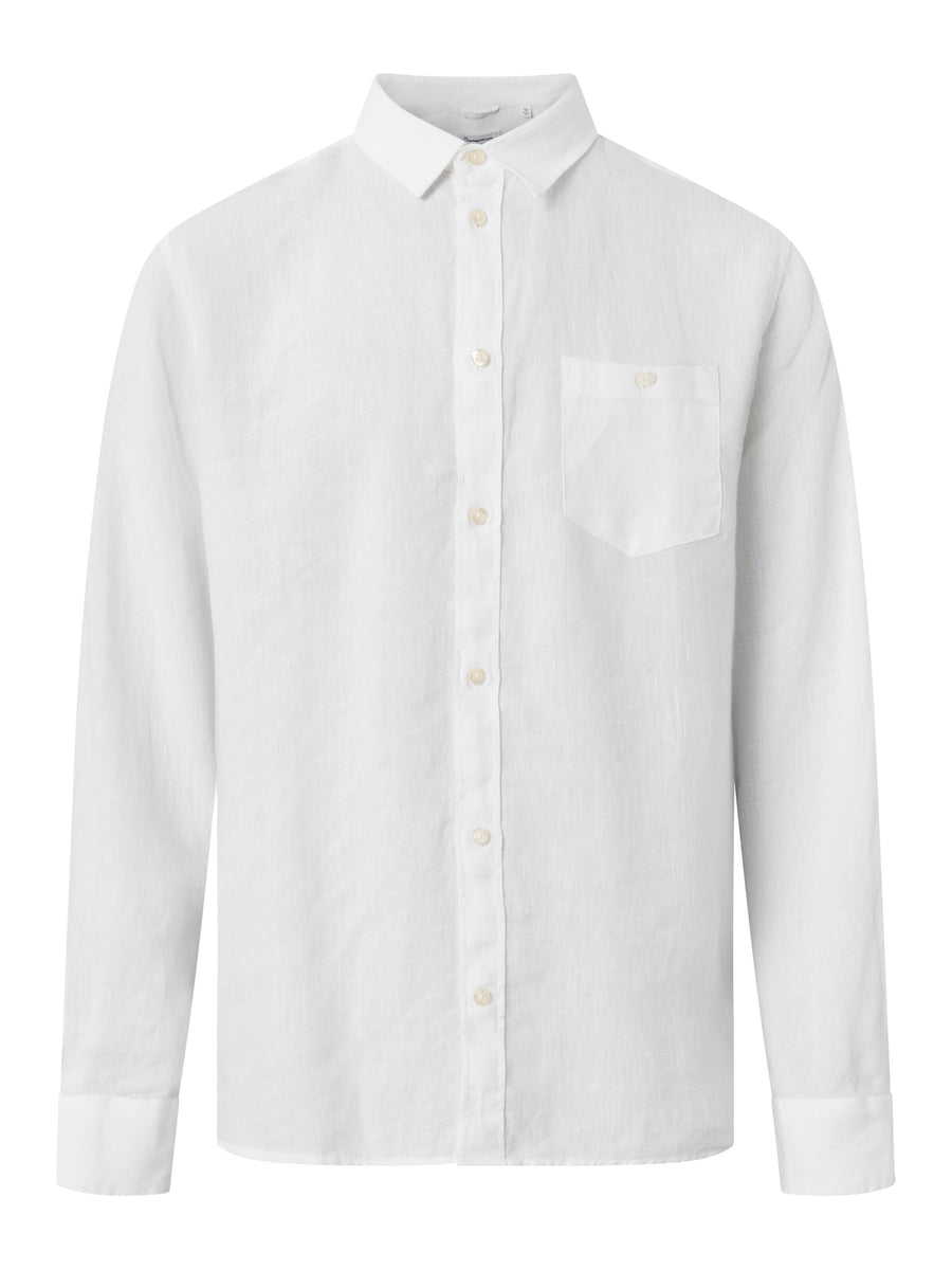 Knowledge Cotton Leinenhemd Bright White