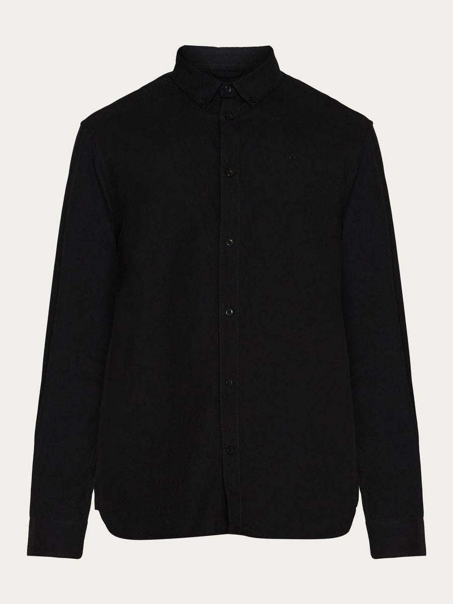 Knowledge Harald Small Owl Oxford Regular Fit Shirt  black - GOTS/Vegan