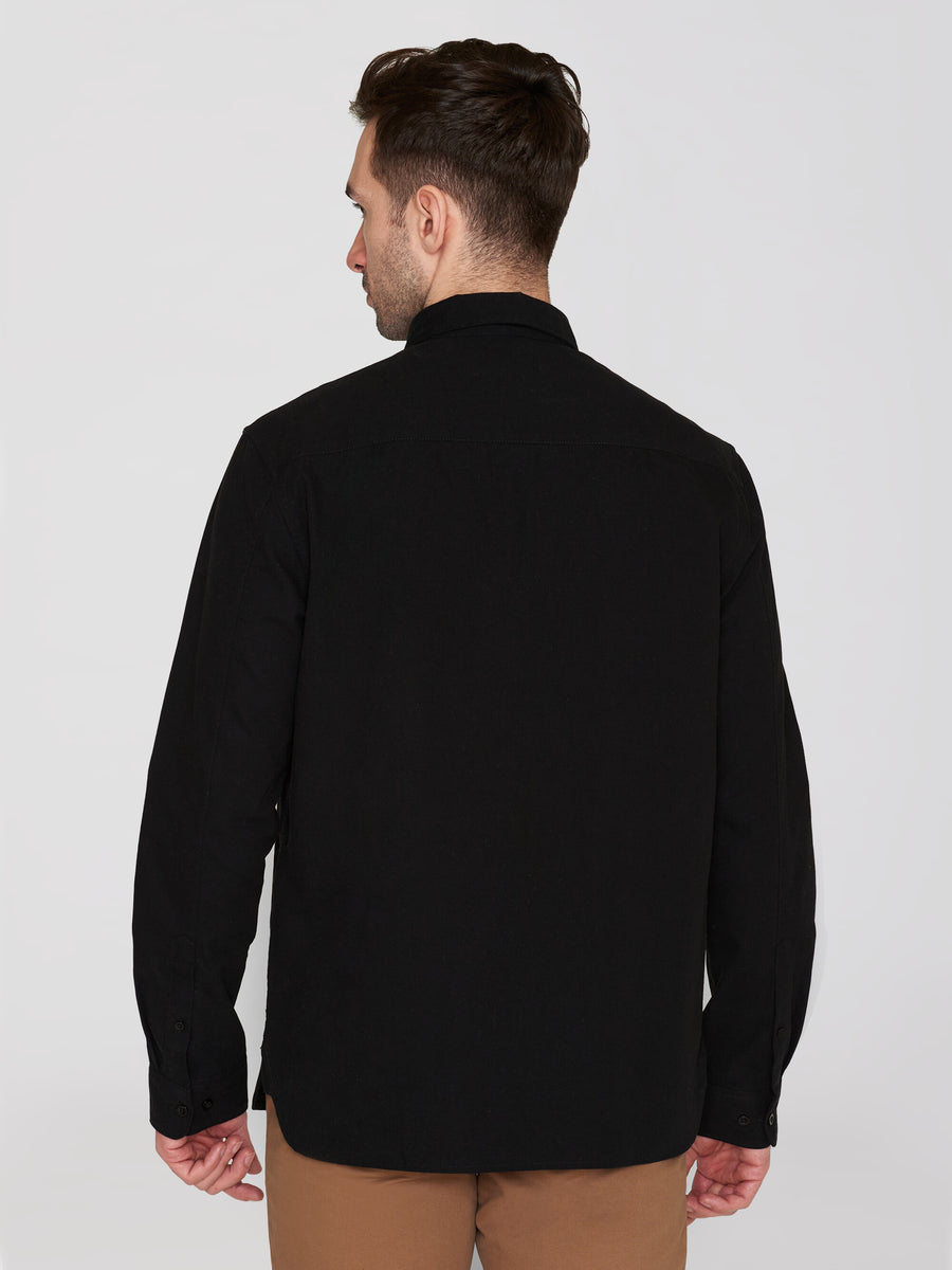 Knowledge Harald Small Owl Oxford Regular Fit Shirt  black - GOTS/Vegan