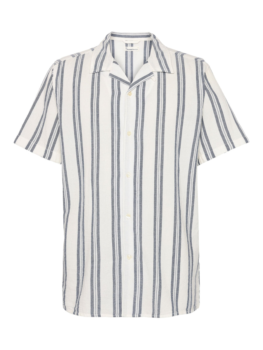 KnowledgeCotton Box short sleeve striped cotton shirt GOTS/Vegan