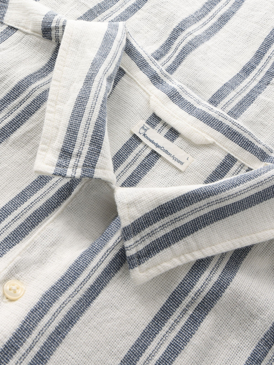 KnowledgeCotton Box short sleeve striped cotton shirt GOTS/Vegan