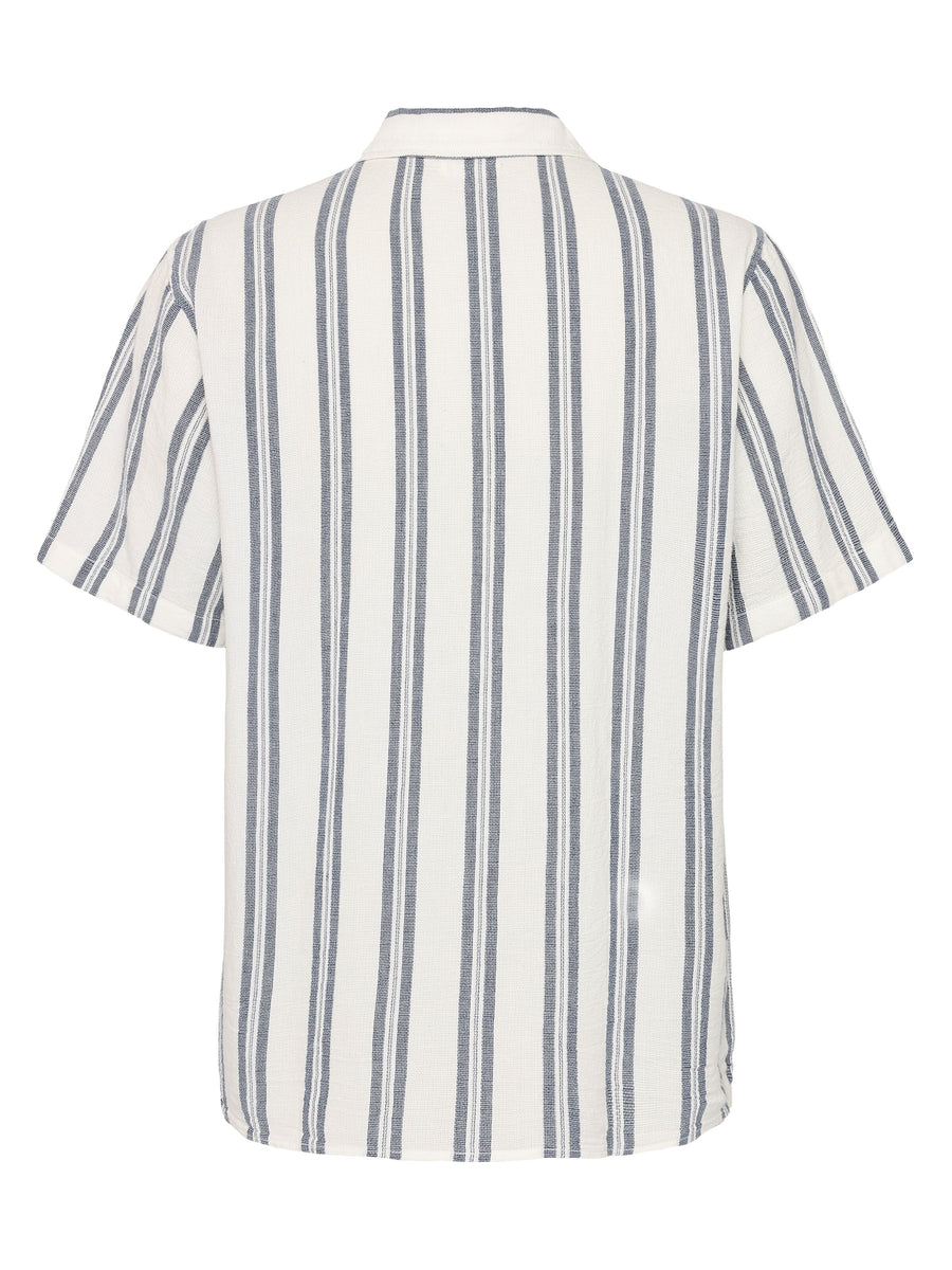 KnowledgeCotton Box short sleeve striped cotton shirt GOTS/Vegan