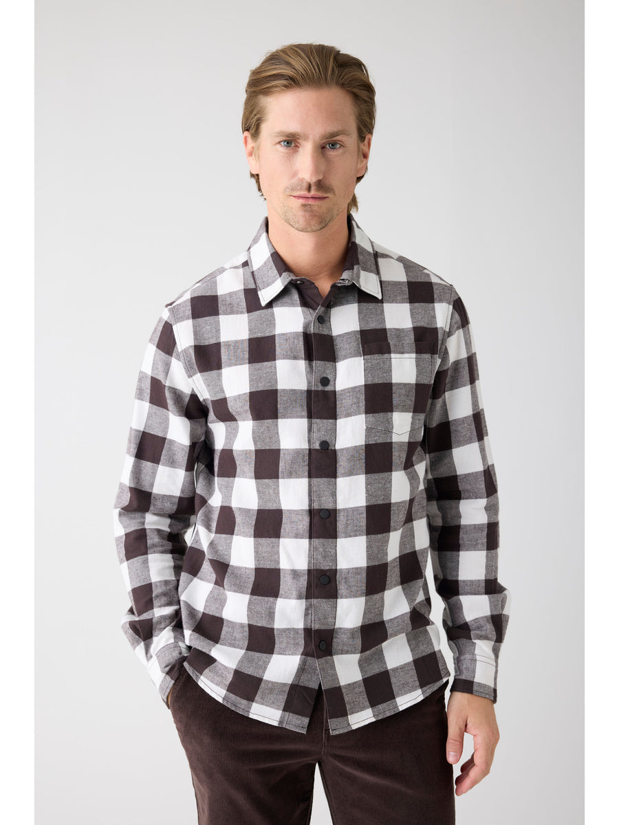 Knowledge Cotton Organic Cotton Checked Flannel Shirt GOTS Brown check