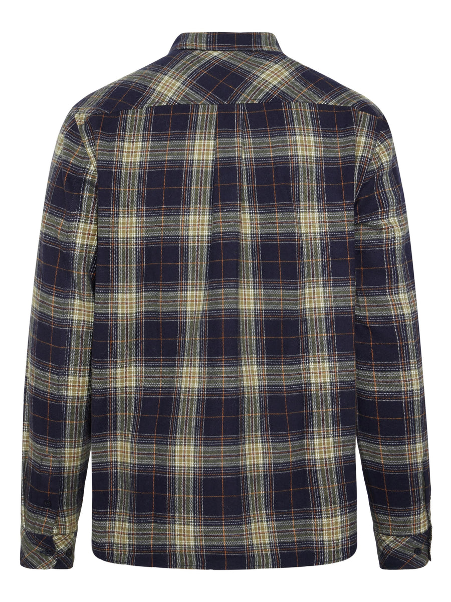 Knowledge Cotton Check flannel shirt blue check