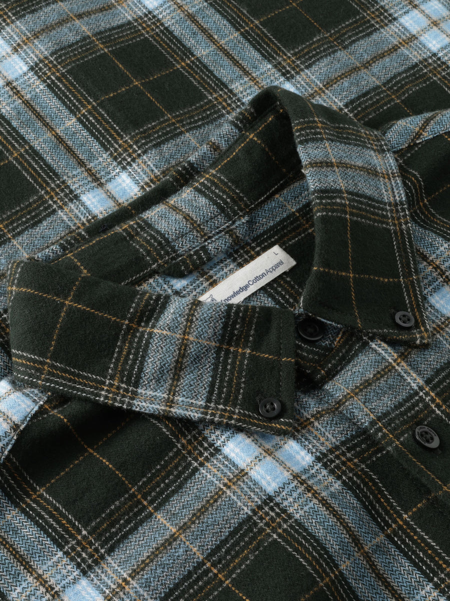 Knowledge Cotton Organic Cotton Checked Flannel Shirt GOTS Green check