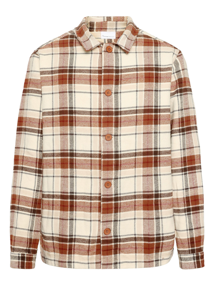 Knowledge Cotton Organic Cotton Checked Flannel Shirt GOTS Beige check