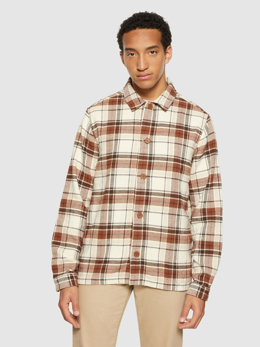 Knowledge Cotton Organic Cotton Checked Flannel Shirt GOTS Beige check