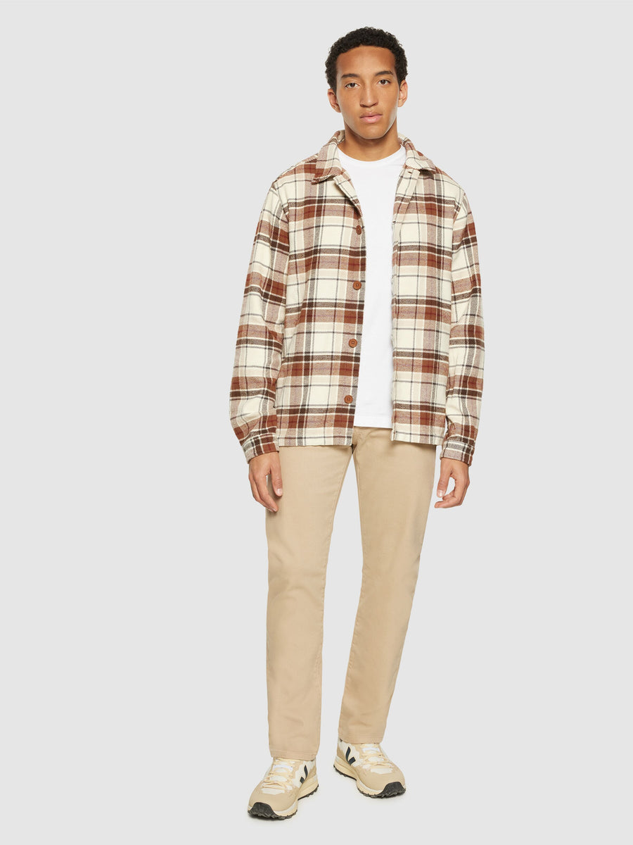Knowledge Cotton Organic Cotton Checked Flannel Shirt GOTS Beige check