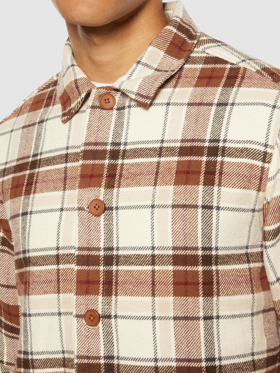 Knowledge Cotton Organic Cotton Checked Flannel Shirt GOTS Beige check