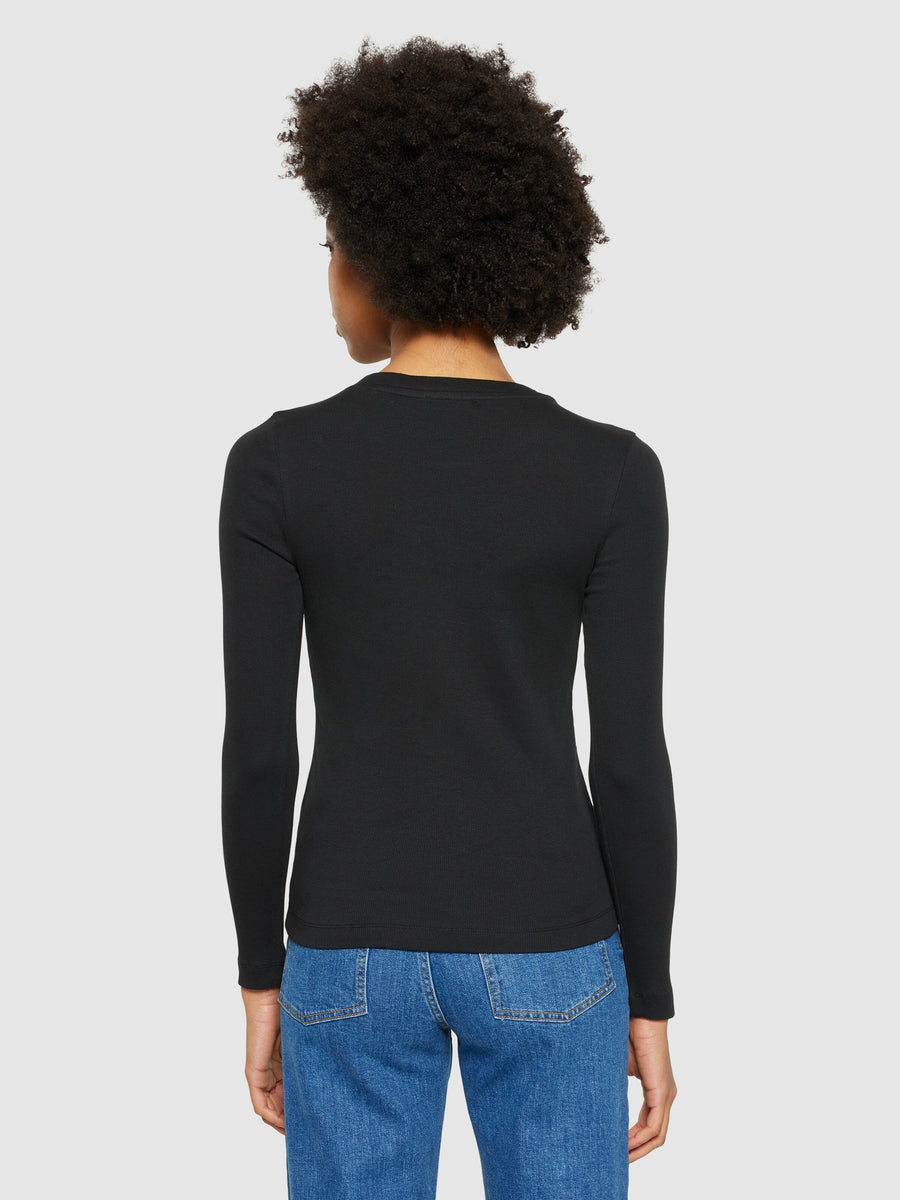 Knowledge Cotton Rib Scoop neck long sleeved - Regenerative Organic Certified® - GOTS/Vegan