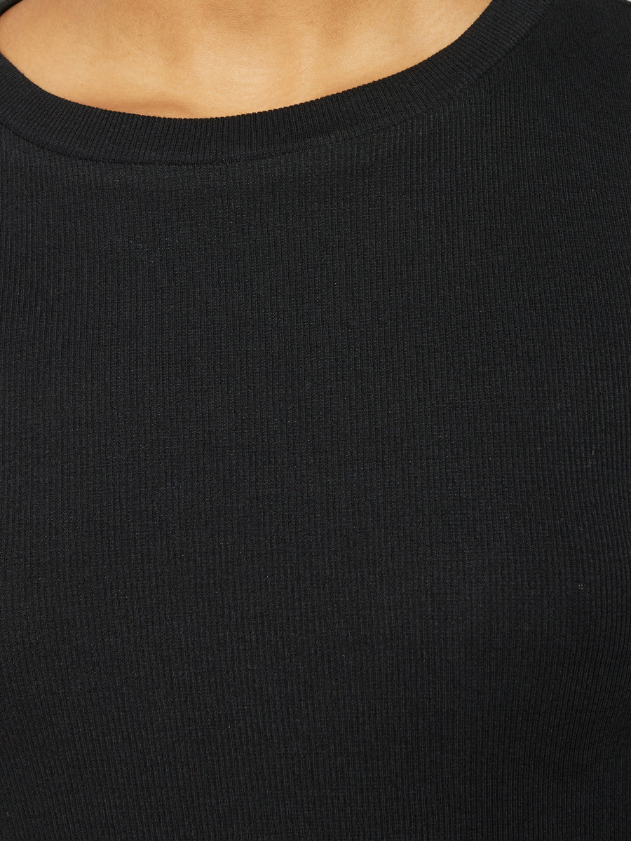 Knowledge Cotton Rib Scoop neck long sleeved - Regenerative Organic Certified® - GOTS/Vegan