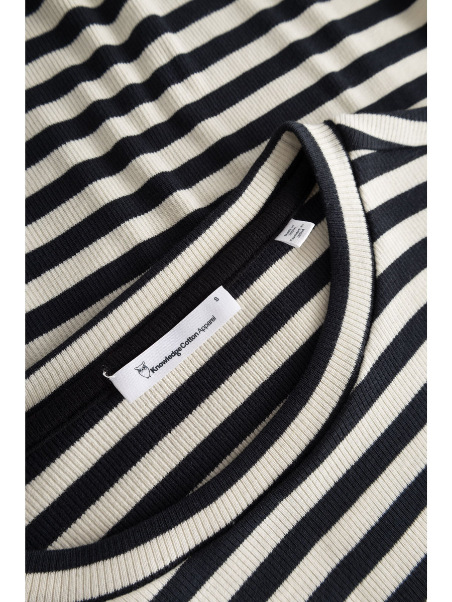 KnowledgeCotton Striped rib t-shirt - GOTS/Vegan