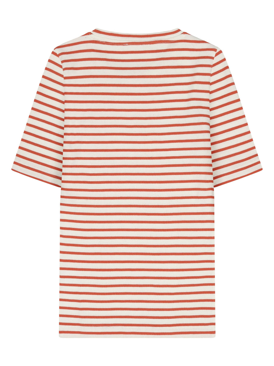 KnowledgeCotton  Striped rib t-shirt - Regenerative Organic Certified® - GOTS/Vegan