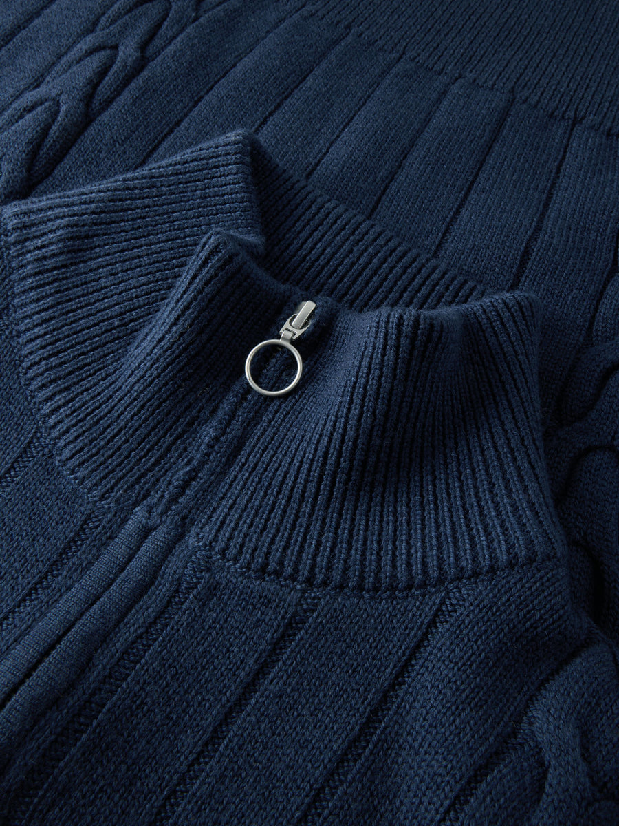 Knowledge Cotton Merino Half Zip High Neck RWS Total Eclipse