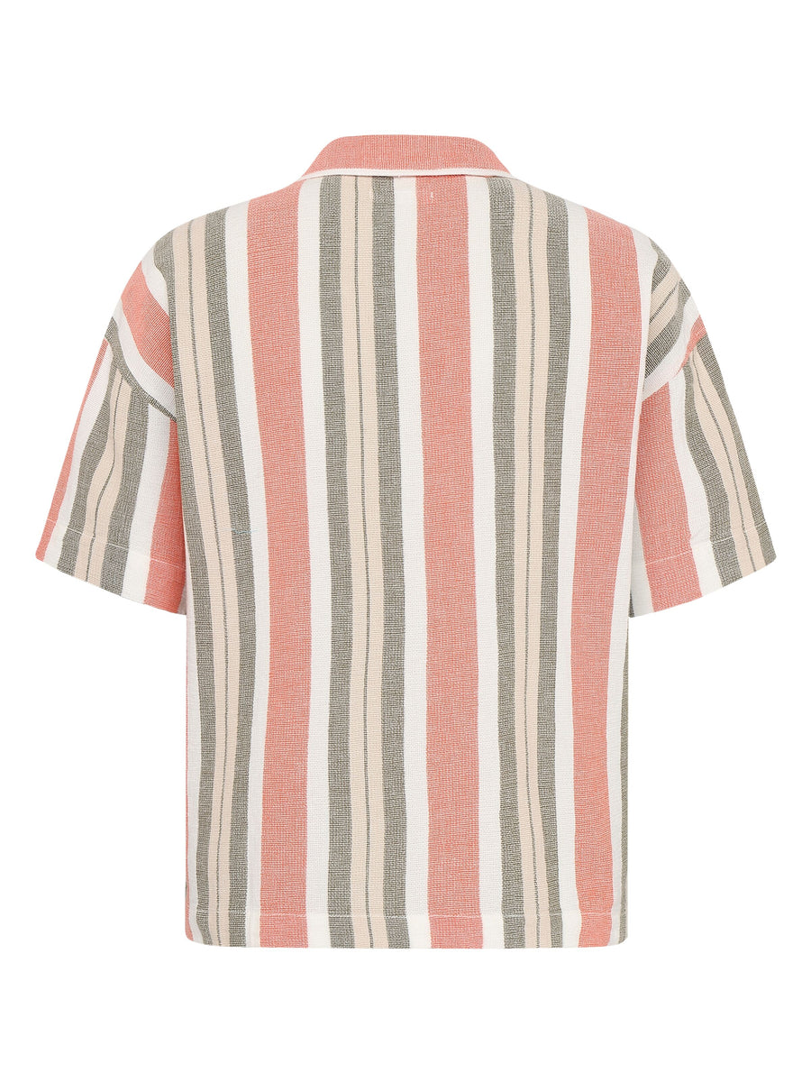 KnowledgeCotton Striped short sleeved shirt - GOTS/Vegan