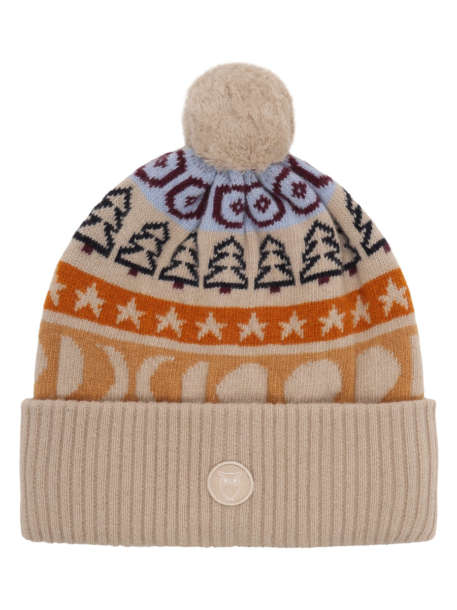 Knowledge Lambswool Jacquard Tassel Hat RWS