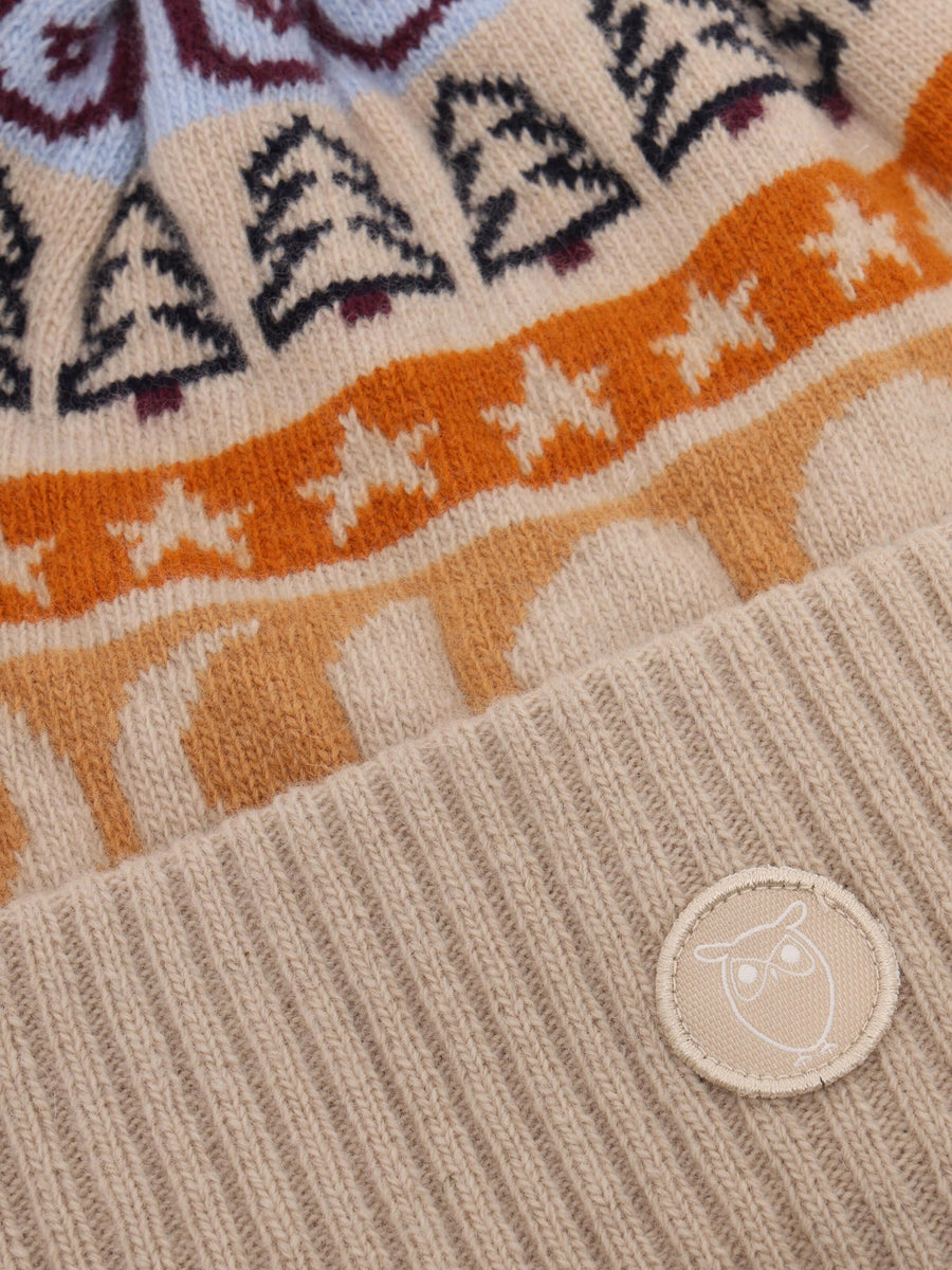 Knowledge Lambswool Jacquard Tassel Hat RWS