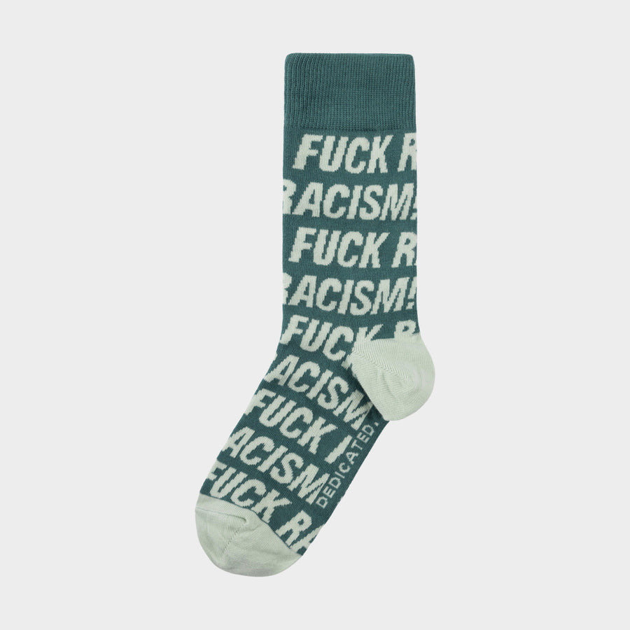 Socks Sigtuna Fuck Racism Pattern Forest Green